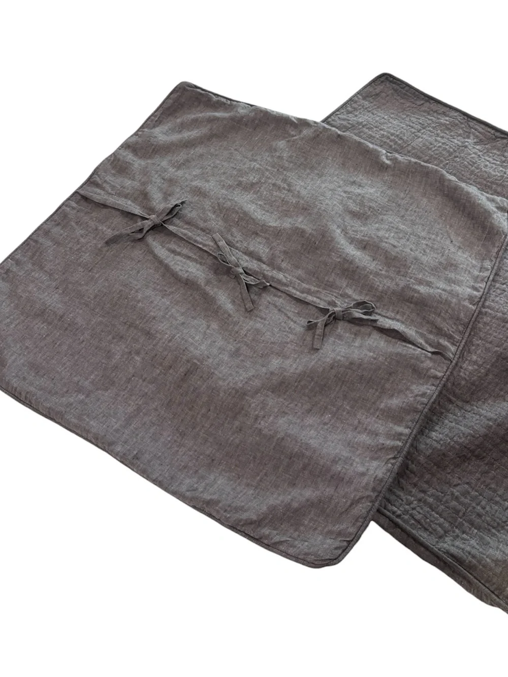 2 Restoration Hardware Gray Vintage Washed Linen Channel Quilted Euro Shams